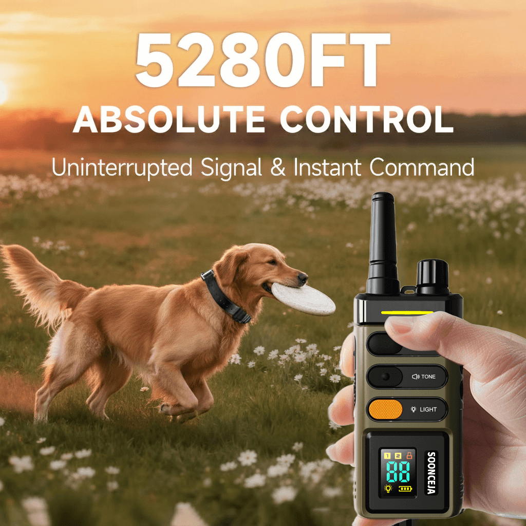 SOONCEJA Dog Training Collar with 5280FT (1-Mile) Remote Range - Off-Leash Training Control