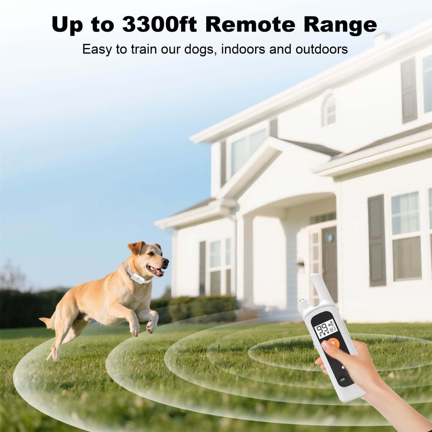 3300ft Remote Range: Train your dog indoors or outdoors with complete freedom